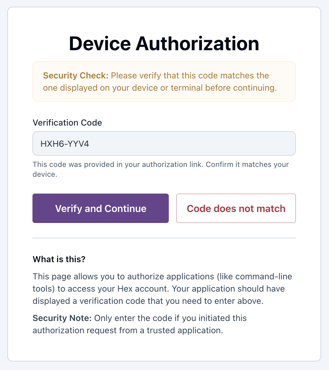 Device verification code