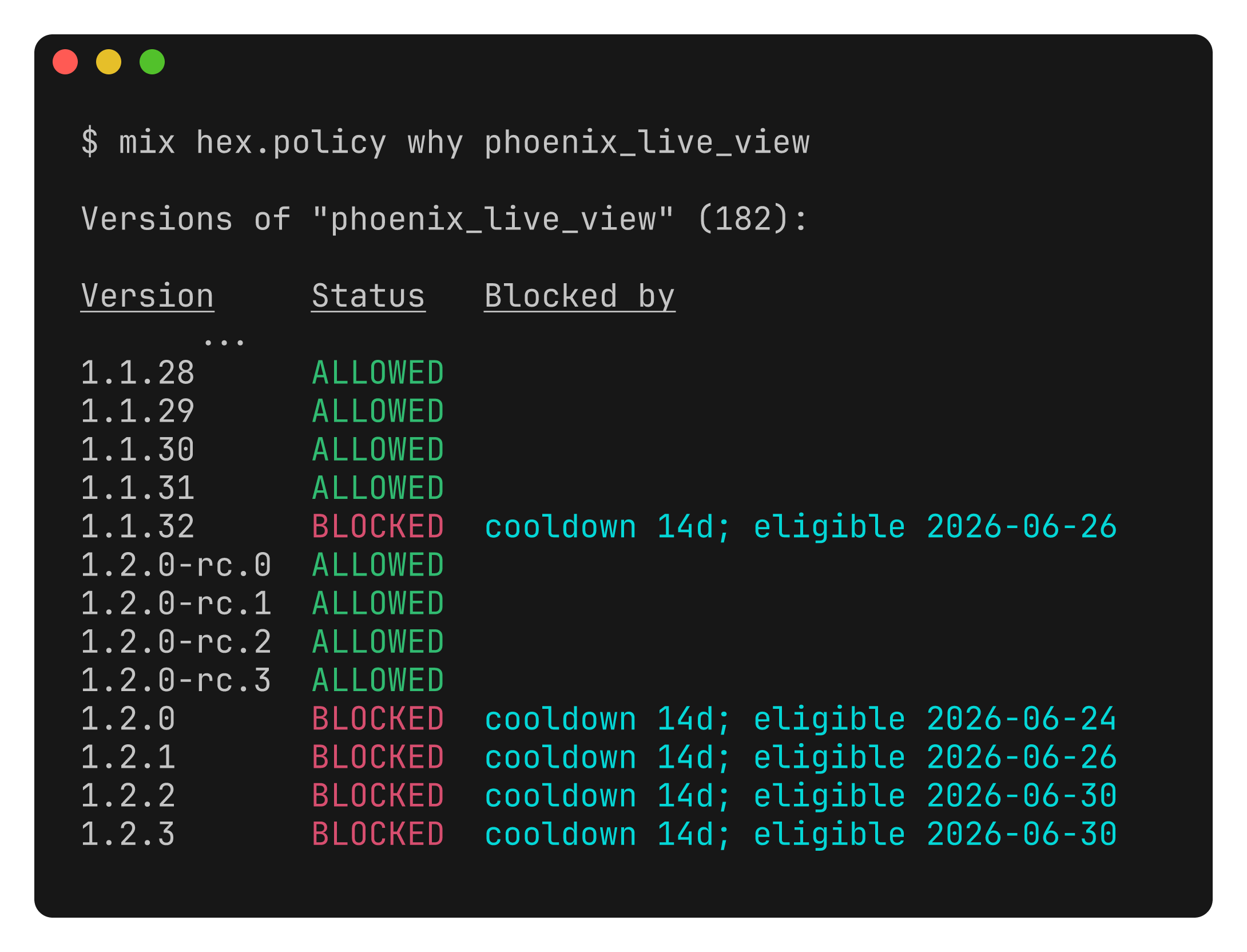 mix hex.policy why phoenix_live_view output
